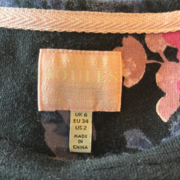 Joules Floral Print 3/4 Sleeve Knit Dress Black with Pink Roses Size‎ 2 - Picture 4 of 9